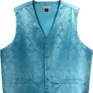 Veronelli Men's Turquoise Vest Paisley Pattern 100% Polyester Sizes 2XL - 4XL